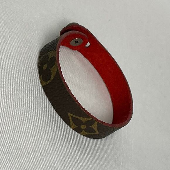 Louis Vuitton Monogram Canvas Bracelet Red leather Silver - Picture 1 of 8